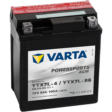 Аккумулятор Varta Powersports AGM YTX7L-4 / YTX7L-BS (6 А·ч) 506014005