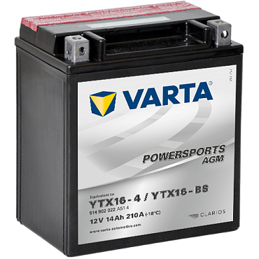 Аккумулятор Varta Powersports AGM YTX16-4/YTX16-BS (14 А·ч) 514902022