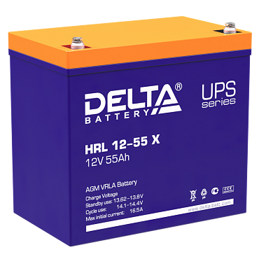 Аккумулятор Delta HRL-X 12-55 (12В/55 А·ч)
