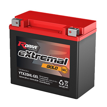 Аккумулятор RDrive eXtremal GOLD YTX20HL-GEL (18 Ah) купить в Минске, цена